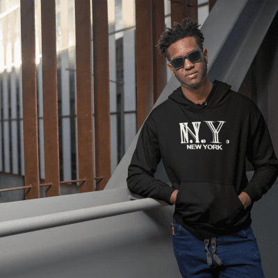 Men's NUBLEND® Hooded Sweatshirt Blk/ NY WHt Lttr
