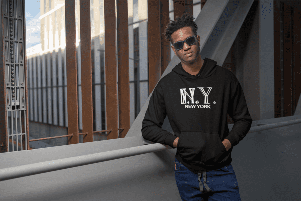 Men's NUBLEND® Hooded Sweatshirt Blk/ NY WHt Lttr