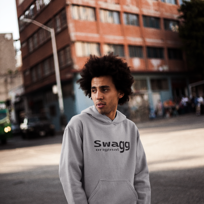 Mens/ Hooded Sweatshirt/Swagg/GryW/Blk-Lttr