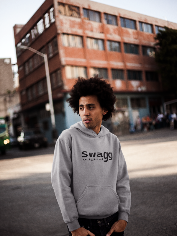Mens/ Hooded Sweatshirt/Swagg/GryW/Blk-Lttr