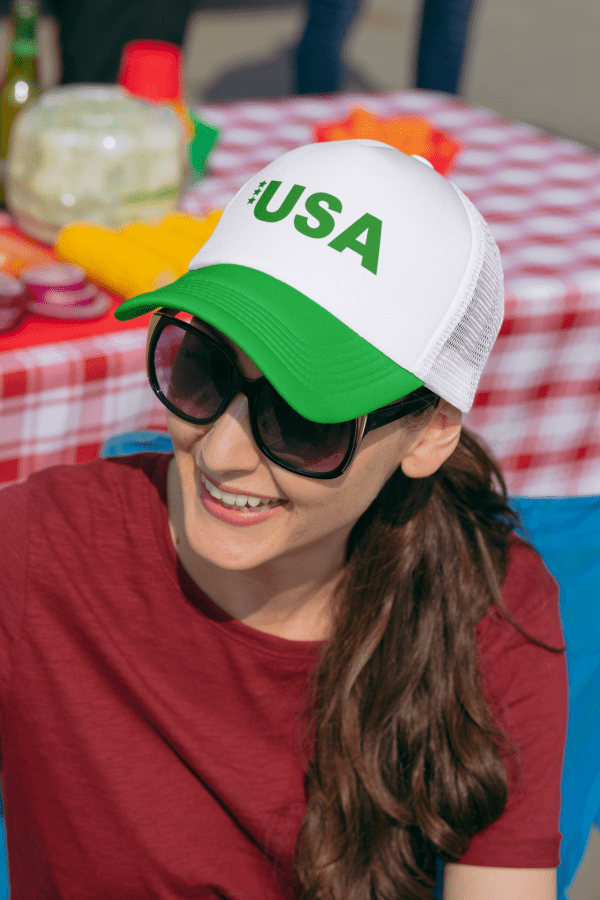 Ballcap/USA3Star/Wht-GrnBrim/Grn/Lttr